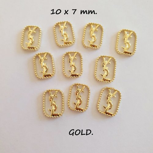Bijoux d'ongles charms logos marque de luxe en métal doré (482.0074)