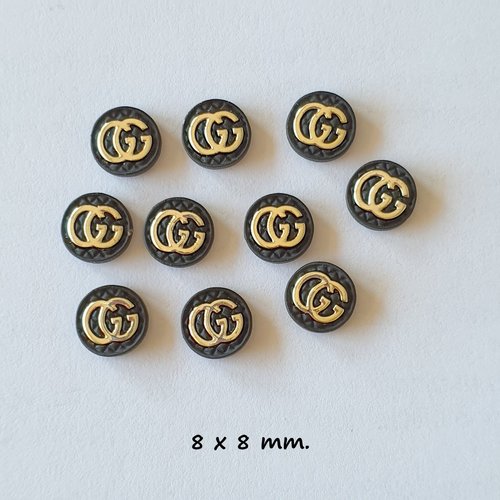 Bijoux d'ongles charms logos marque de luxe noir et métal doré (482.6133)