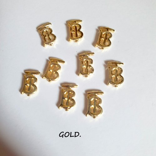 Bijoux d'ongles charms logos marque de luxe en métal doré (483.1563)