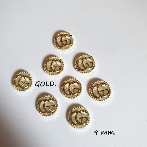 Bijoux d'ongles charms logos marque de luxe en métal doré (483.1572)