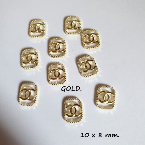 Bijoux d'ongles charms logos marque de luxe en métal doré (483.1575)