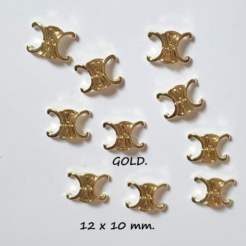 Bijoux d'ongles charms logos marque de luxe en métal doré (483.1578)