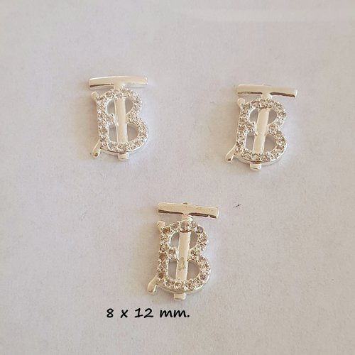 Bijoux d'ongles logos marque de luxe en métal argenté et strass (486.9383)