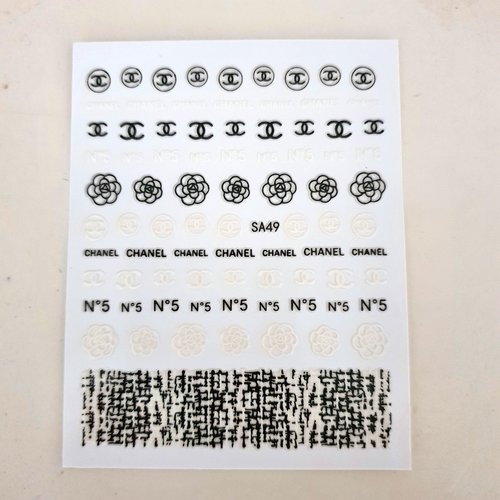 1 grande carte de stickers ongles nails art logos (490.0450)