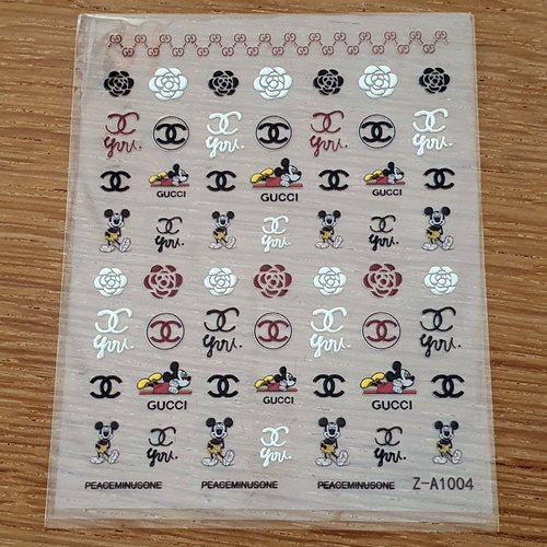 1 grande carte de stickers ongles nails art logos (491.1954)
