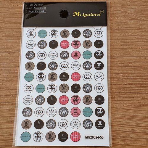 1 grande carte de stickers ongles nails art logos (491.3302)