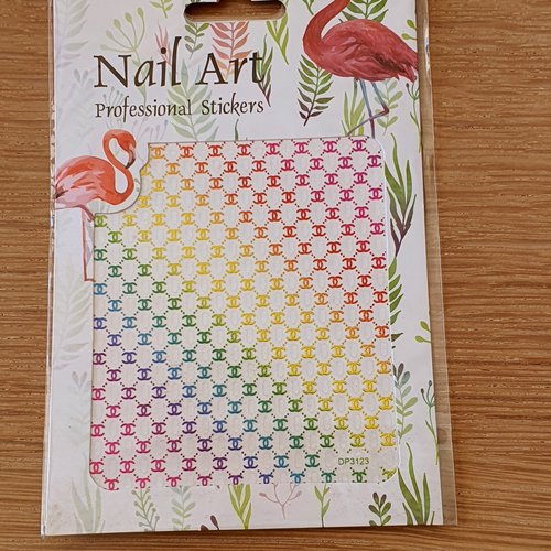 1 grande carte de stickers ongles nails art logos (491.3305)