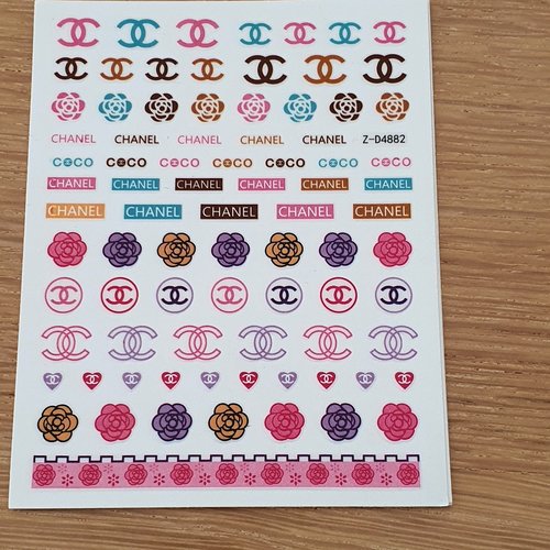 1 grande carte de stickers ongles nails art logos (491.6885)