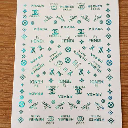 1 grande carte de stickers ongles nails art logos (492.5447)