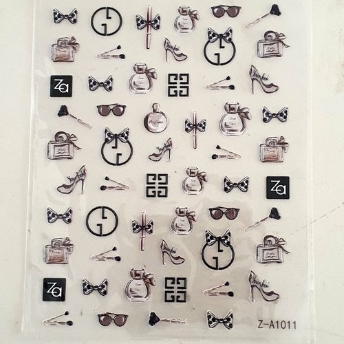 1 grande carte de stickers ongles nails art logos (493.1209)