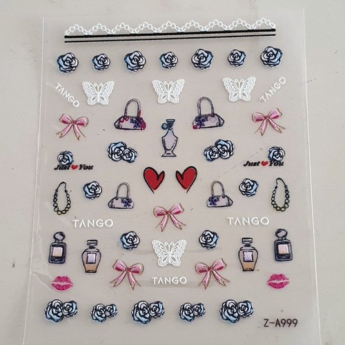 1 grande carte de stickers ongles nails art logos (493.1220)