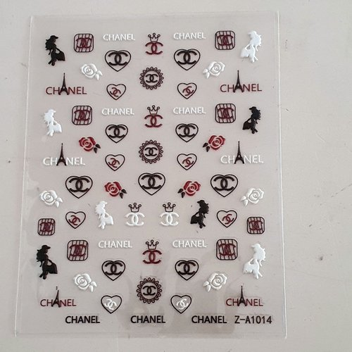 1 grande carte de stickers ongles nails art logos (493.2659)