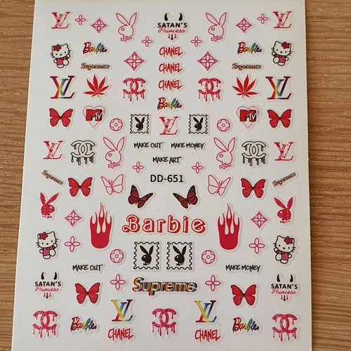 1 grande carte de stickers ongles nails art logos (493.3721)
