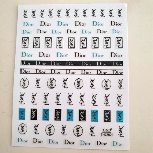 1 grande carte de stickers ongles nails art logos (493.4561)