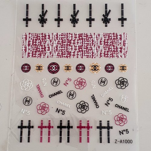 1 grande carte de stickers ongles nails art logos (493.6027)