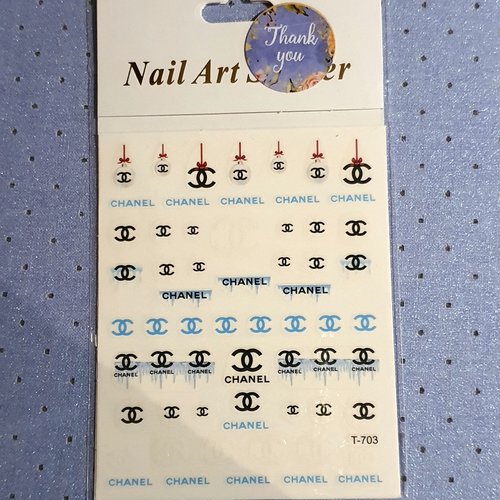 1 grande carte de stickers ongles nails art logos (493.7069)