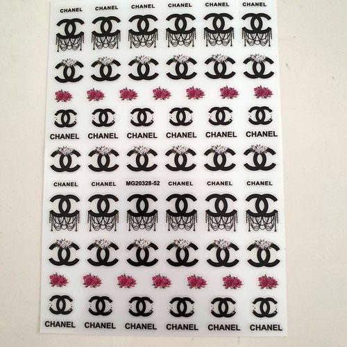 1 grande carte de stickers ongles nails art logos (493.8984)