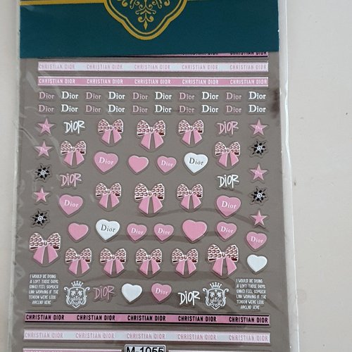 1 grande carte de stickers ongles nails art logos (494.0051)