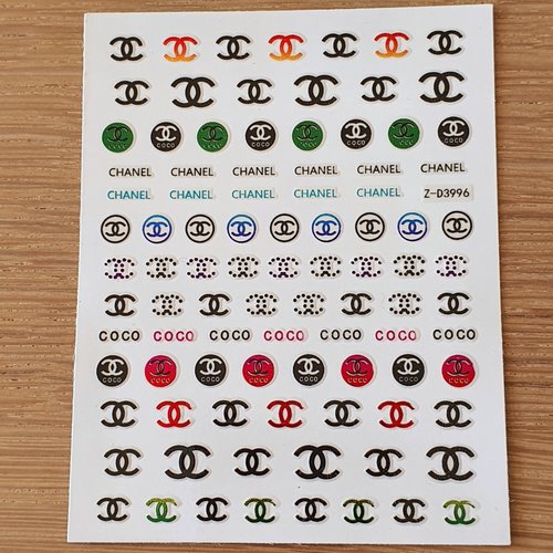 1 grande carte de stickers ongles nails art logos ( 494.0553)