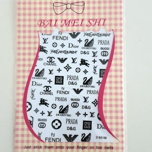 1 grande carte de stickers ongles nails art logos (494.2163)