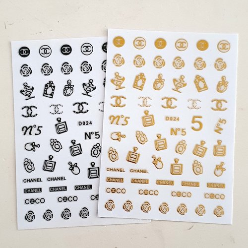 Lot de 2 cartes de stickers ongles nails art logos (494.2893)