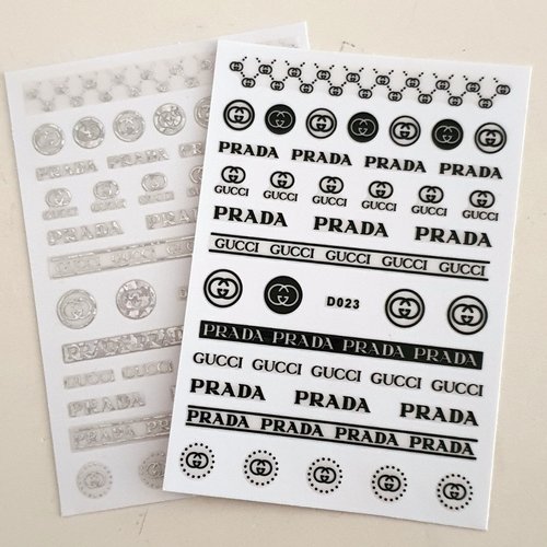 Lot de 2 cartes de stickers ongles nails art logos (494.7116)