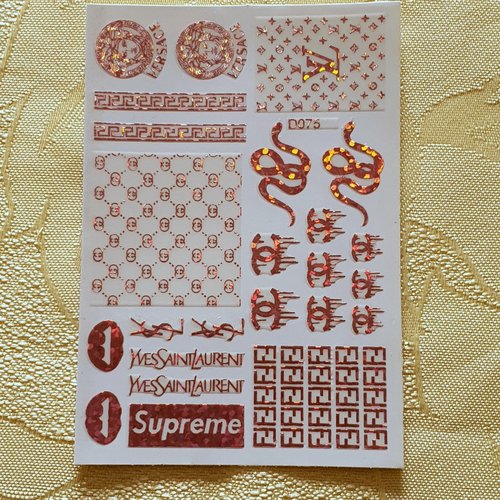 1 carte de stickers ongles nails art logos (494.8700)