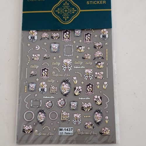 1 grande carte de stickers 5d ongles nails art logos (494.8958)