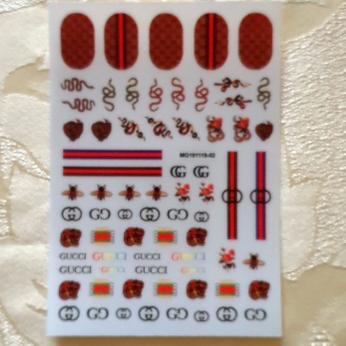 1 grande carte de stickers 3d ongles nails art logos (495.1060)