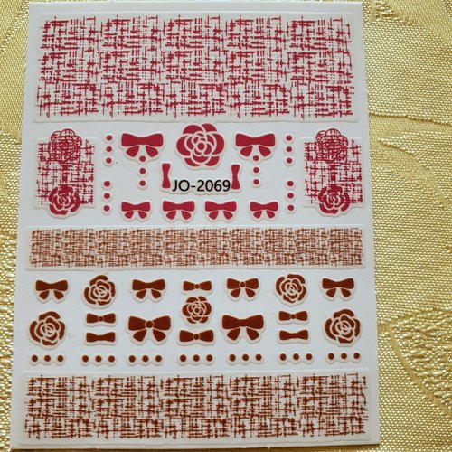 1 carte de stickers 3d ongles nails art logos (495.3040)