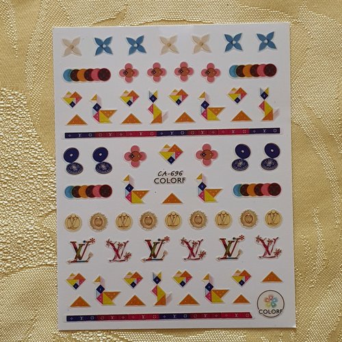 1 grande carte de stickers ongles nails art logos (495.6671)