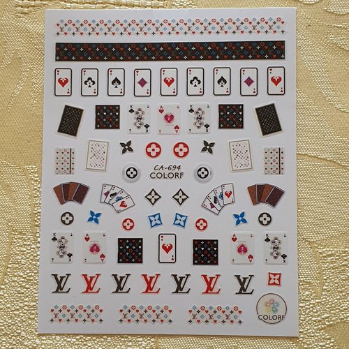 1 grande carte de stickers ongles nails art logos (495.6674)