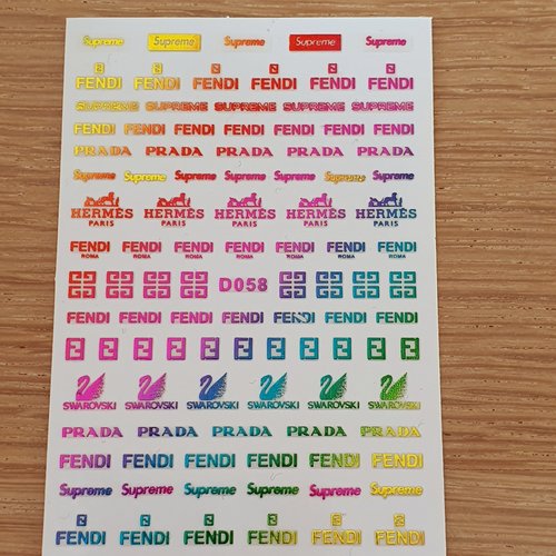 1 carte de stickers ongles nails art logos (496.2829)