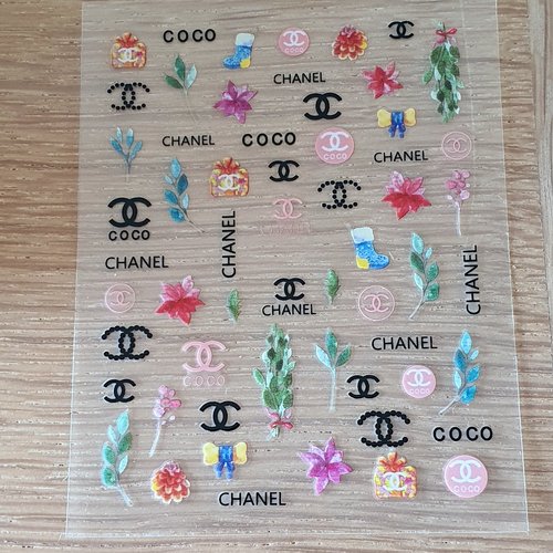 1 grande carte de stickers 5d ongles nails art logos (496.3043)