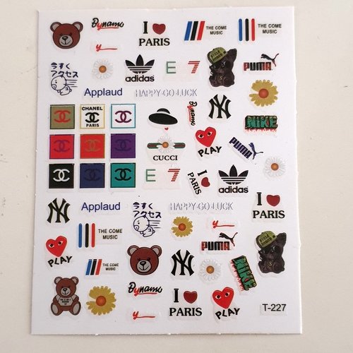 1 grande carte stickers ongles nails art logos (497.7735)