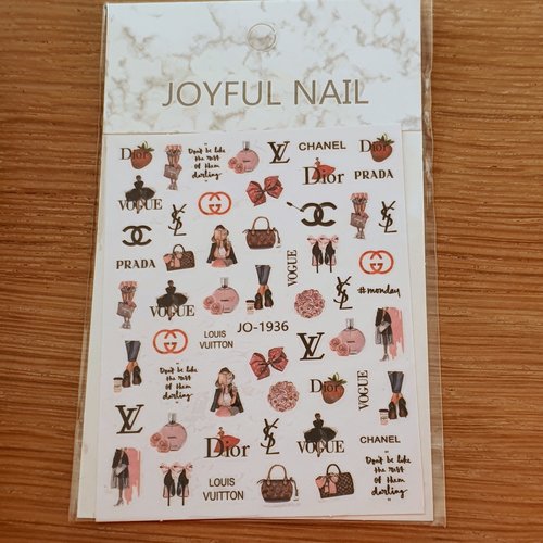 1 grande carte stickers ongles nails art logos (497.9822)