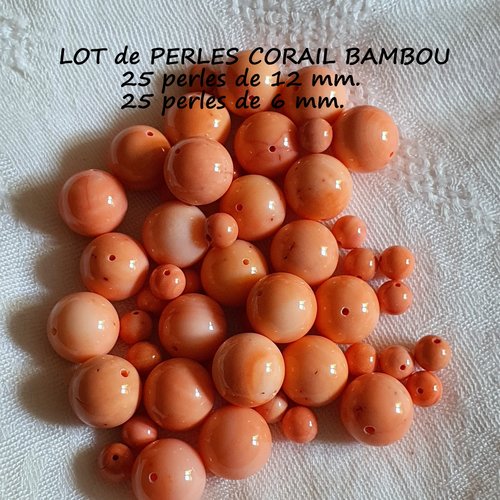 Lot de perles en corail bambou.