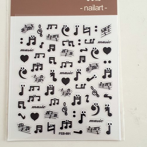 1 grande carte stickers 5d ongles nails art logos musique (499.1408)
