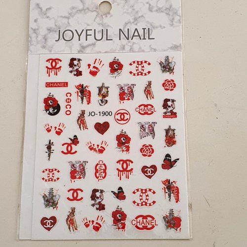 1 grande carte de stickers ongles nails art logos (499.8256)
