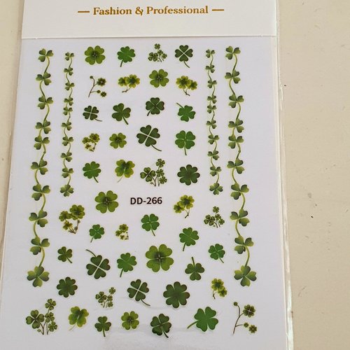 1 grande carte stickers nails art logos "trefles 4 feuilles"(500.1790)