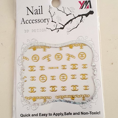 Modeles divers - 1 carte de stickers ongles 3d nails art  (500.3767)