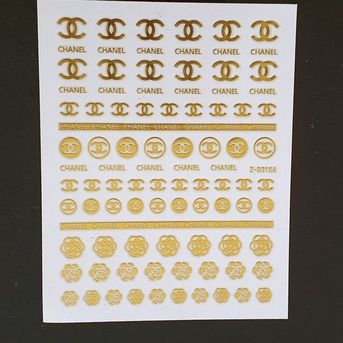 1 grande carte de stickers 3d ongles nails art logos (500.6004)