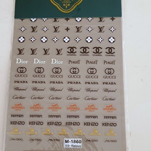 1 grande carte de stickers 5d ongles nails art logos (500.8075)