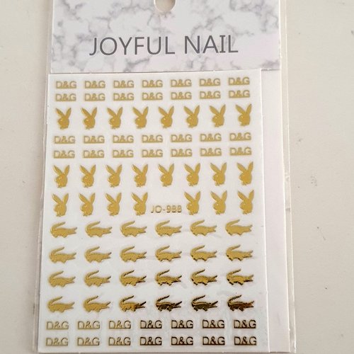 1 carte de stickers 3d ongles nails art logos (501.3465)