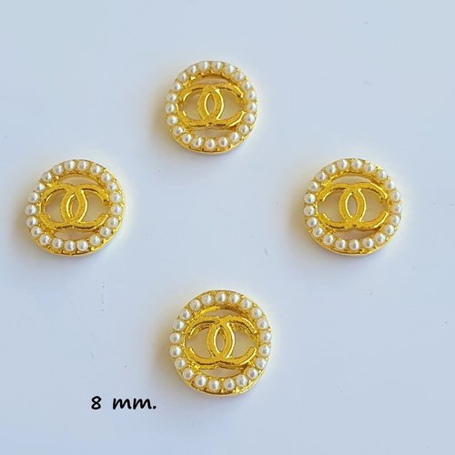 Bijoux d'ongles charms pour nail art en métal doré et perles (503.7172)