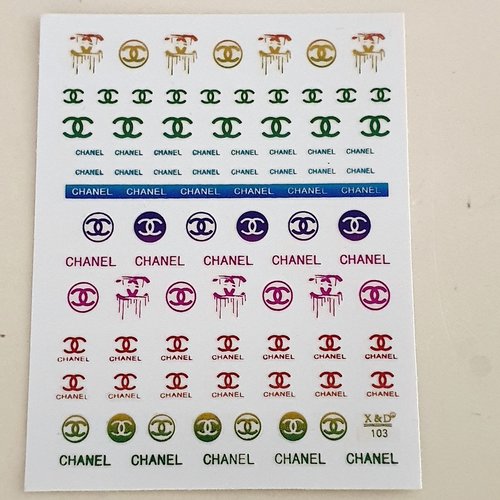 1 grande carte de stickers 3d ongles nails art logos (504.0274)