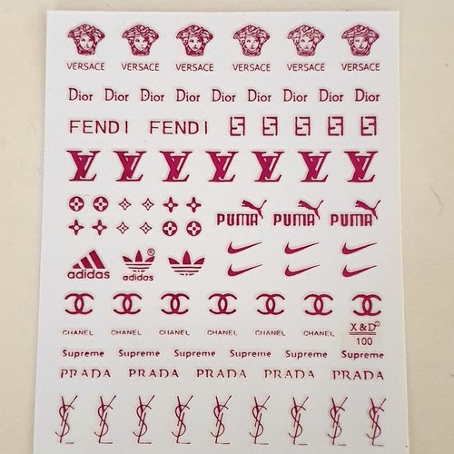 1 grande carte de stickers 3d ongles nails art logos (504.0507)