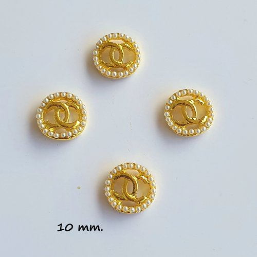 Bijoux d'ongles charms pour nail art en métal doré et mini perles nacrées (504.8771)
