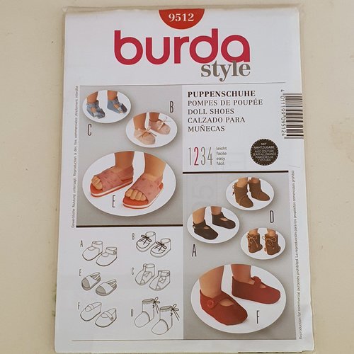 Patron burda style pour chaussures  de poupees