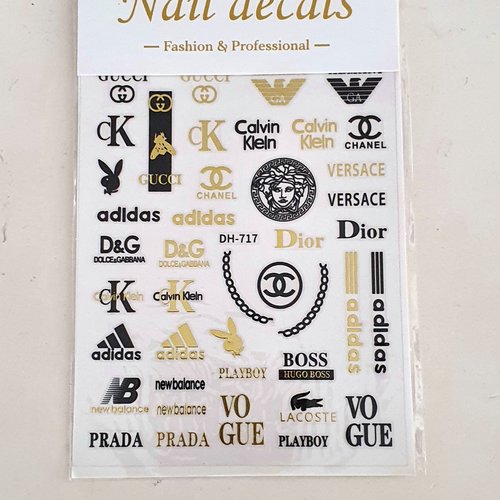 1 grande carte de stickers 3d ongles nails art logos (506.2854)